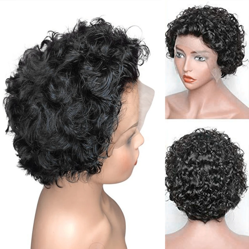 

13x1 Lace Front Wigs Curly Pixie Cut Wig Human Hair Lace Closure Wig Pre Plucked Short Bob Wig for Women Curly Human Hair Wigs
