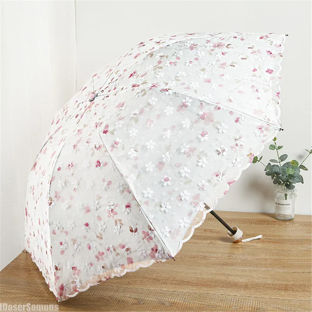 

Кружевной кружевной двухслойный зонт, корейский свежий зонт от солнечной погоды, богини, солнцезащитный зонт для тента, летний женский подарок