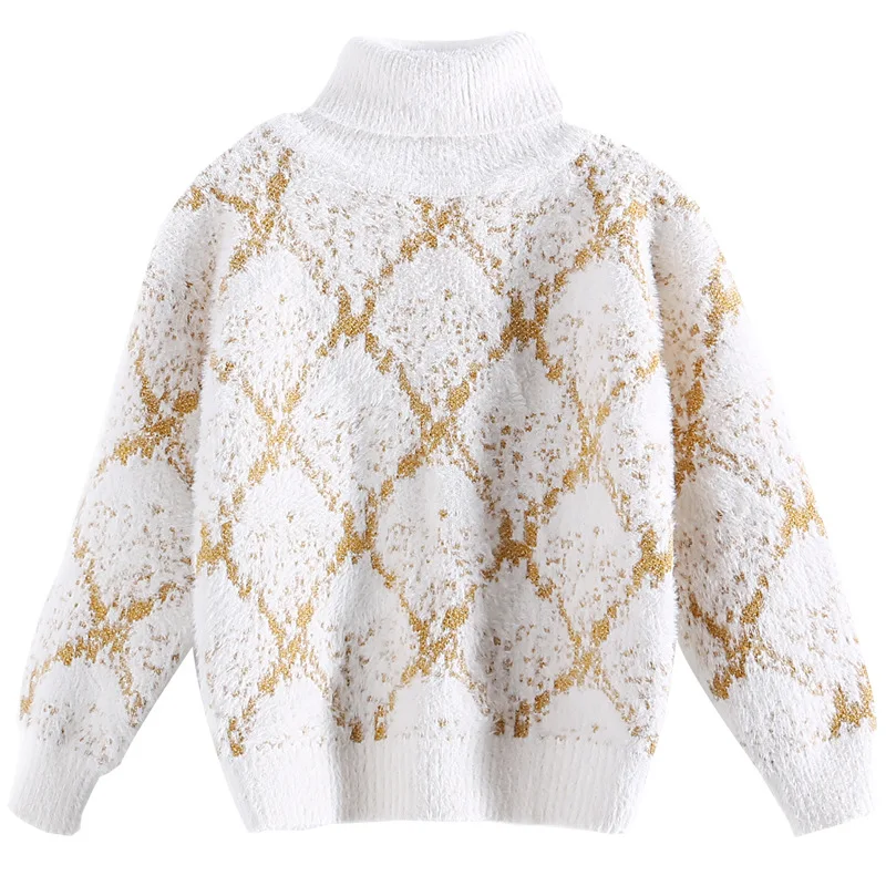 

Рубашки низ для больших детей трикотаж с высоким воротником и флисом свитер для девочек на осень и зиму новый стиль для девочек