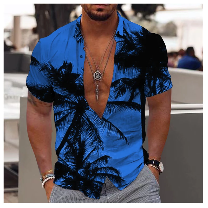 

2023 Hawaiian Tropical Shirts for Men 3d Beach Holiday Short Sleeve Summer Oversized Tops Tee Shirt Man Floral Blouse 6xl Camisa
