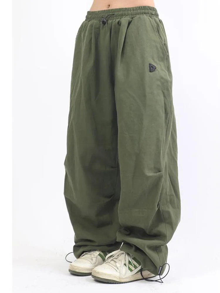 

HOUZHOU Oversized Cargo Parachute Pants Women Japanese Style Gorpcore Wide Leg Joggers Hippie Baggy Vintage Sweatpants Trousers