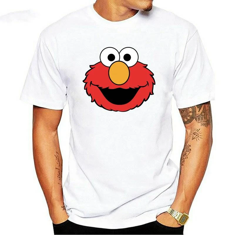 Новая забавная Мужская футболка Sesam Street Elmo Face 2021-Шуточный Подарок