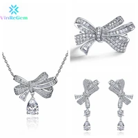 vinregem genuine 925 sterling silver vvs1 simulated moissanite butterfly necklaceearringsring vintage jewelry set dropshipping