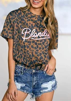 blondie leopard o neck t shirt 2022 summer leopard women top tee casual o neck cool women t shirt