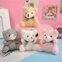 8cm small sitting bear stuffed plush toys baby cute dress key pendant pendant dolls gifts birthday wedding party decor 1pcs