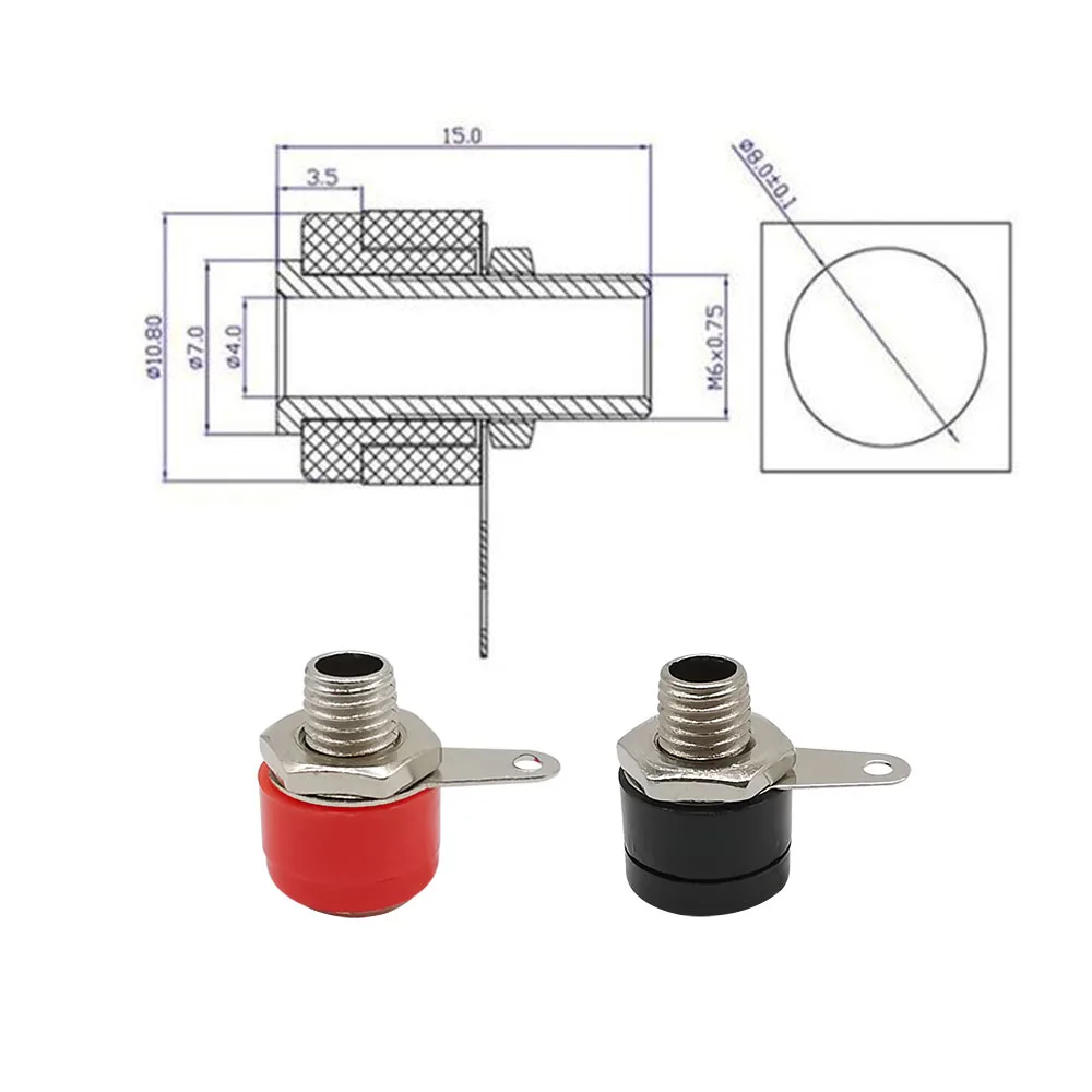 10 шт./лот красный черный 4 мм Соединительный штекер типа банан разъем переходник