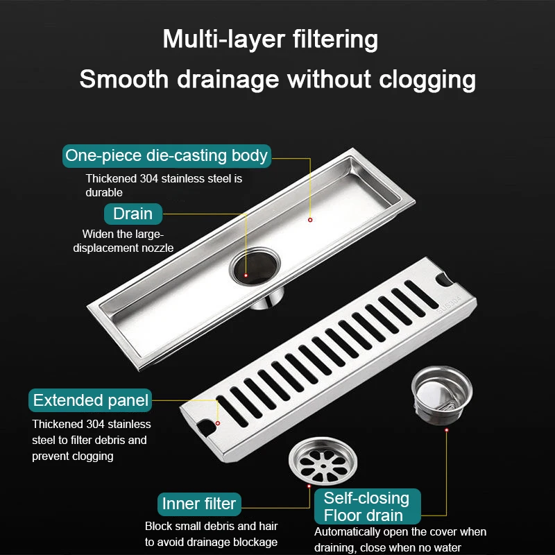 ledfre linear shower ladd ladde cabin drain floor tile 304 stainless steel trap long drainage channel bathroom lf66009 free global shipping