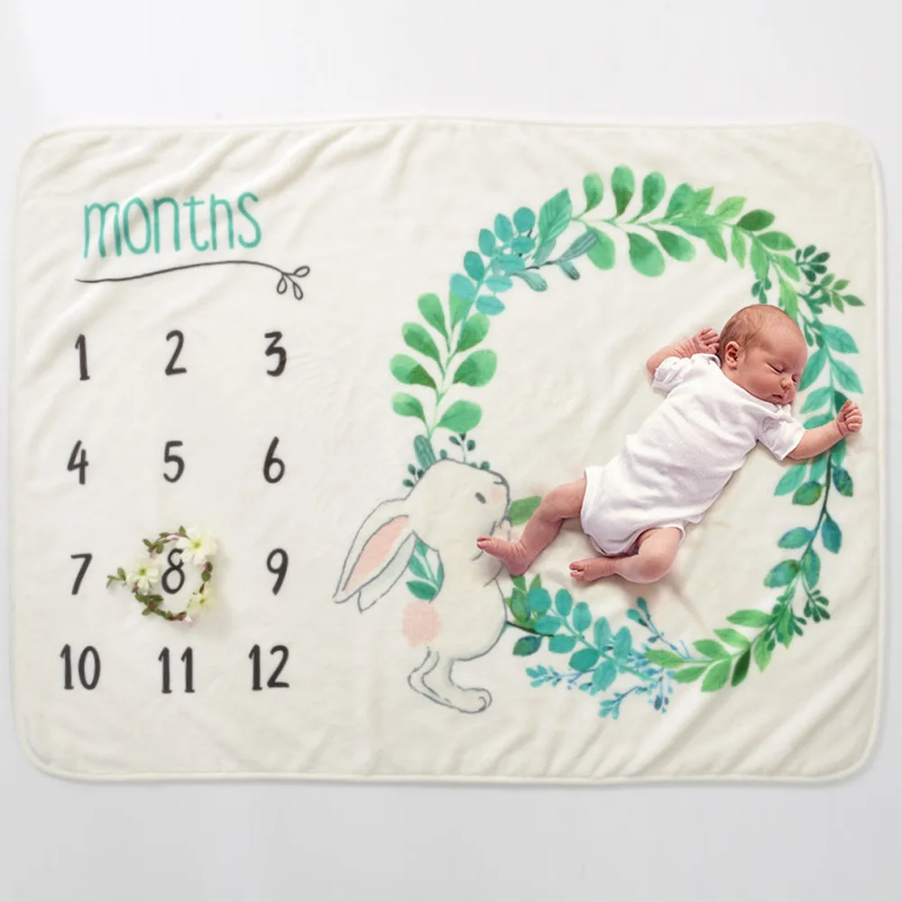 

Infant Monthly Record Growth Milestone Blanket Newborn Photography Props Cloth Baby Angel Wings Photography Blanket Bath Towel