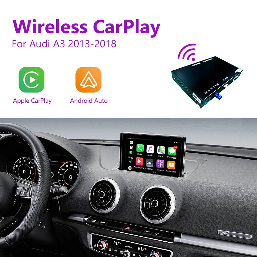 

Беспроводной комплект Apple CarPlay Android автоматический интерфейс decorder box для Audi A3 2013-2018 Mirror Link AirPlay навигация Youtube