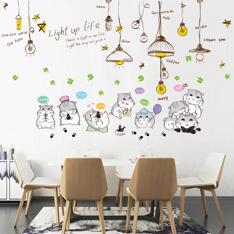 

[SHIJUEHEZI] Cartoon Hamsters Animal Wall Stickers DIY Chandeliers Lights Mural Decals for Kids Rooms Baby Bedroom Decoration