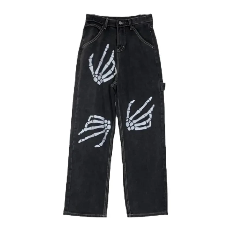 womens tide brand ins rose letter jeans american y2k retro street washed straight pants men and women hot selling new free global shipping