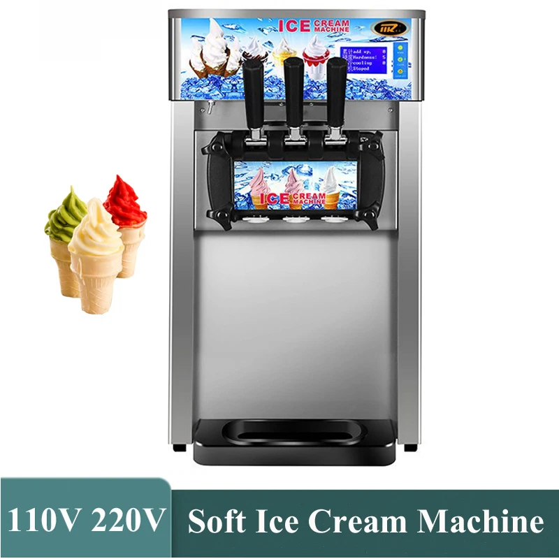 

Коммерческий мягкий сервировочный станок для мороженого, настольный 3 ароматы Мороженого Maker, сладкий конус, торговый автомат