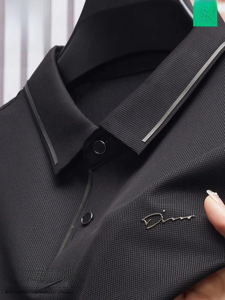 Шелковая рубашка-поло с длинными рукавами Дятел мужская осенняя деловая