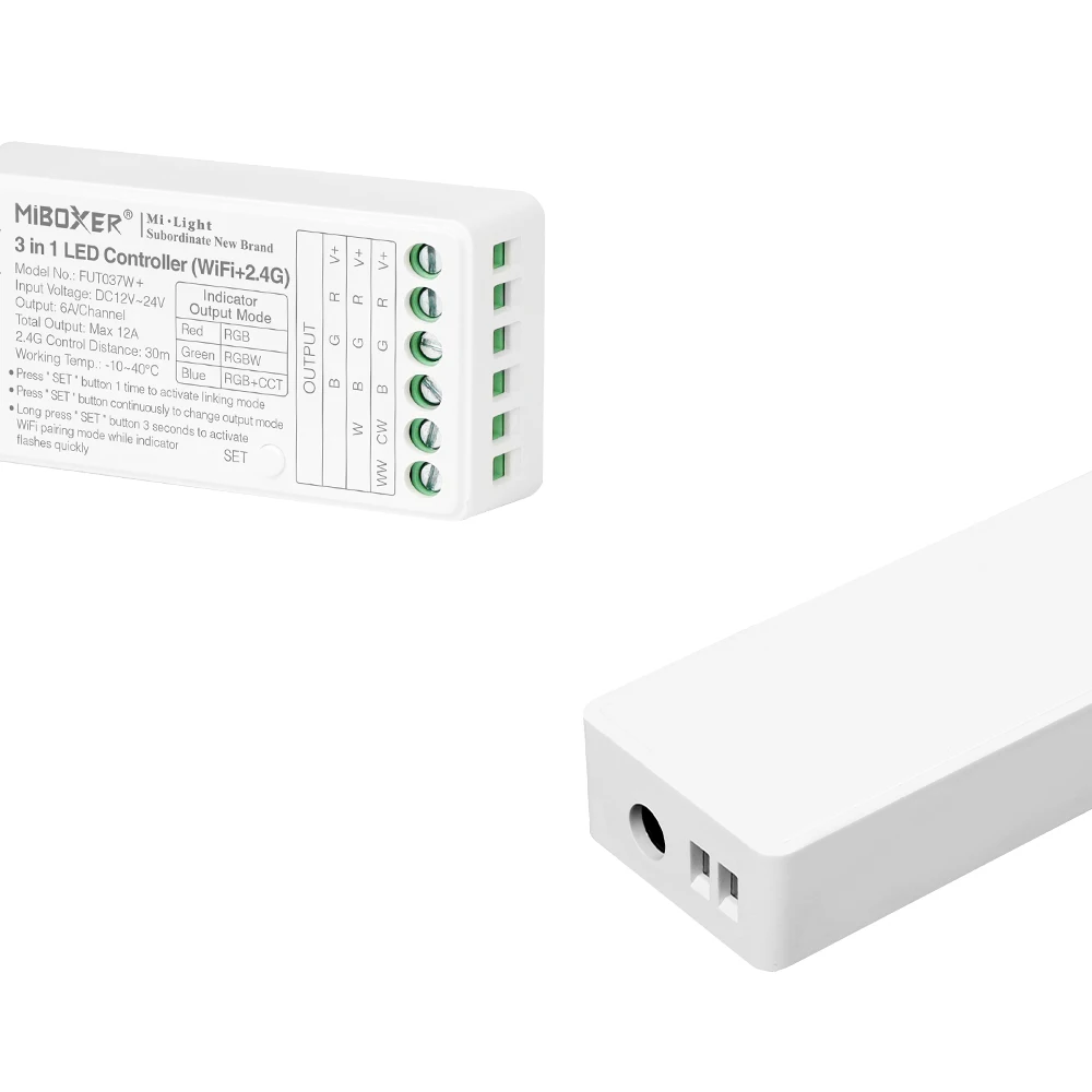 Светодиодный контроллер Miboxer WiFi + 2 4G SW2 PW2 HW2 2IN1 SW5 PW5 5IN1 12A 20A 30A Tuya APP Музыкальное