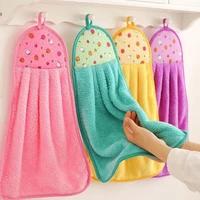 bathroom hangable absorbent hand towel coral fleece kitchen cleaning supplies degreasing towel household dishcloth hand towel