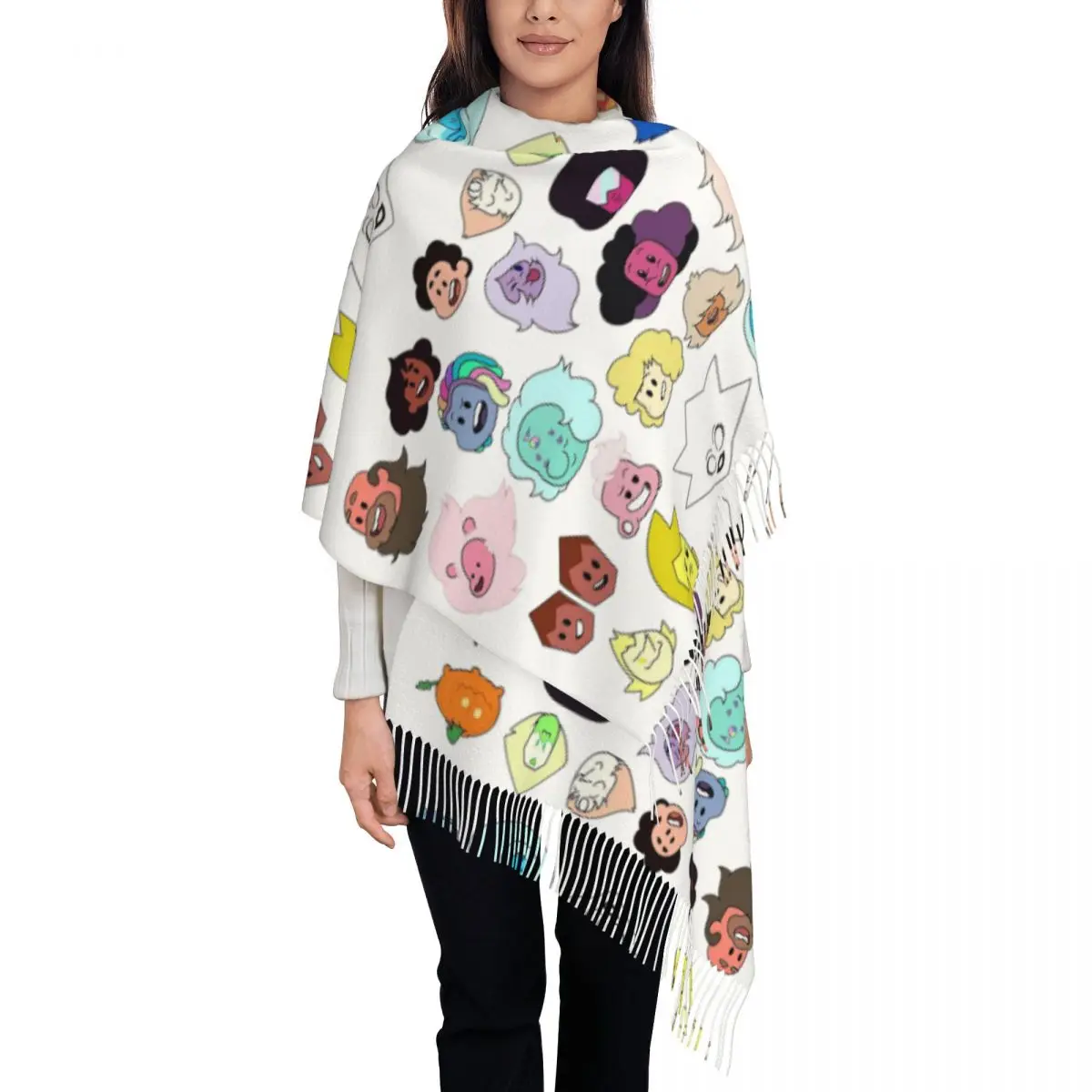 Стивен Вселенная шарф с головками шарфы кисточками для женщин мягкие теплые шали