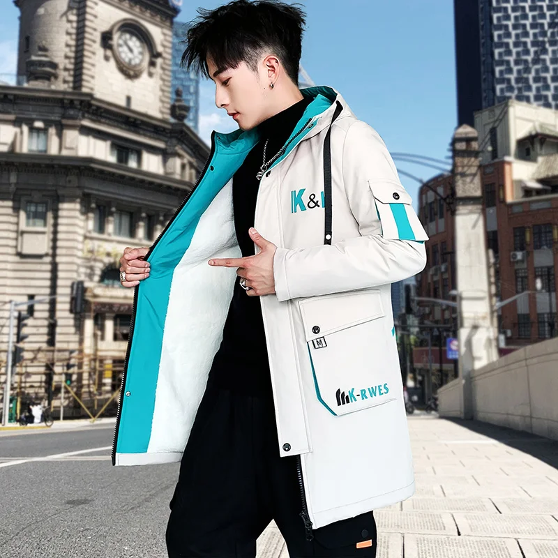 

Warm Autumn Fashion 2023 Mid-Length Fleece Hooded Jacket Winter Outwear Windbreaker Thick Tops Long Coat Oversized M-4XL Clothes