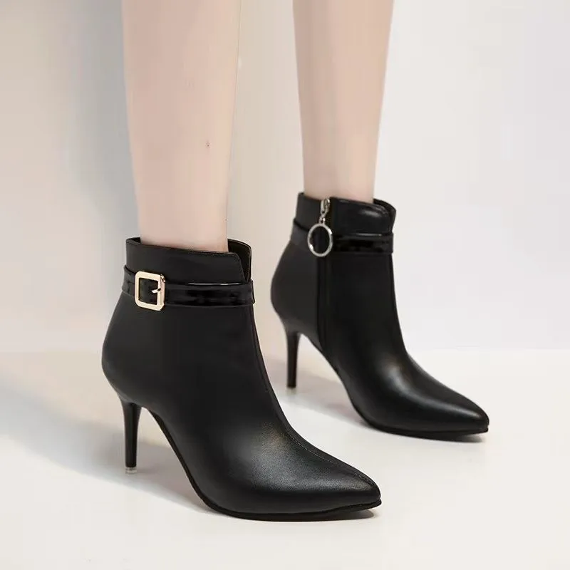 

Женские осенние ботинки на высоком каблуке с острым носком, модные Соблазнительные классические ботильоны на тонком каблуке, женские ботинки челси с боковой молнией