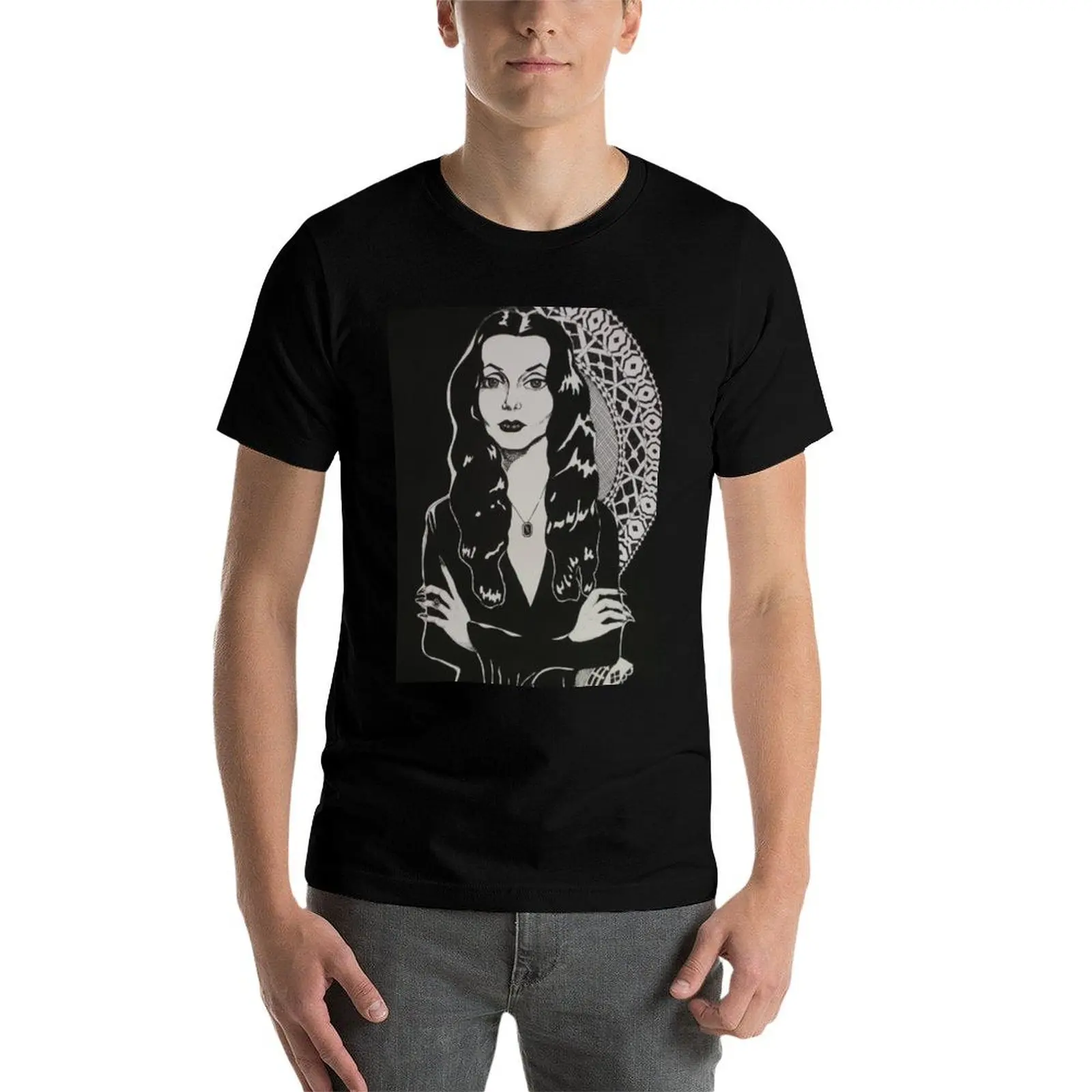 Фото Футболка Morticia, мужские футболки с графическим рисунком, мужские повседневные футболки, хлопковая футболка высокого качества №3