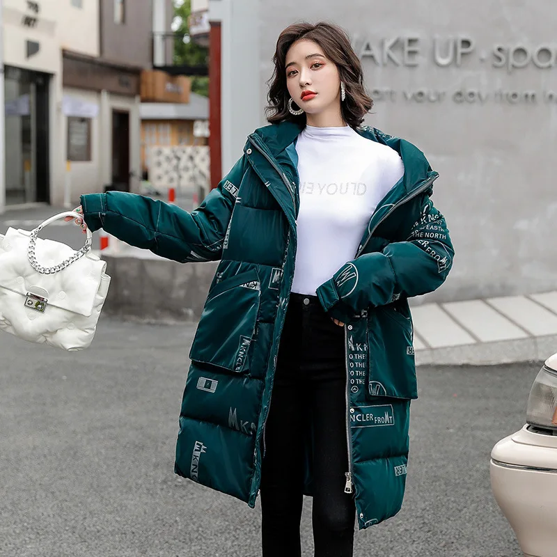 Female Winter Thicken Warm Parkas Luxury Elegant Fashion Mid Length Coat Clothes Women Cotton Casual Long Hooded Sweet Jacket