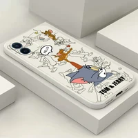cartoon cute cat mouse funda phone case for iphone 11 13 12 pro max 12 13 mini x xr xs max se 2020 7 8 6s plus celular silicone
