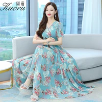 vestido floral korean fashion dress women elegant summer 2022 clothes chiffon robe longue night tunics prom dresses maxi beach