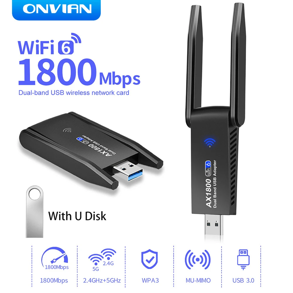 

Wi-Fi 6 USB 1800 сетевая карта, 3,0 Мбит/с, AX1803 Быстрое выбросы