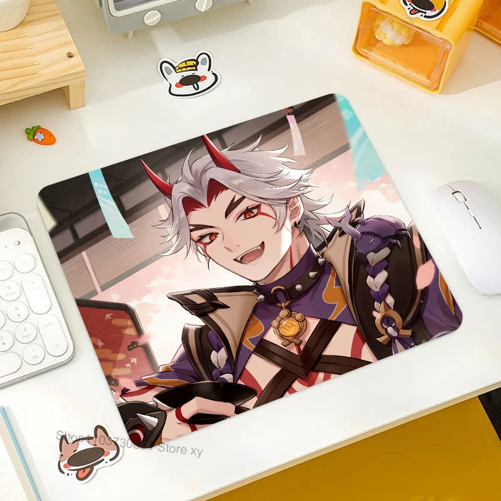 Arataki Itto Genshin Impact Mousepad RGB Small Size Gaming Mouse Pad With LED Light Desk Mat Super Smooth Non-slip Rubber