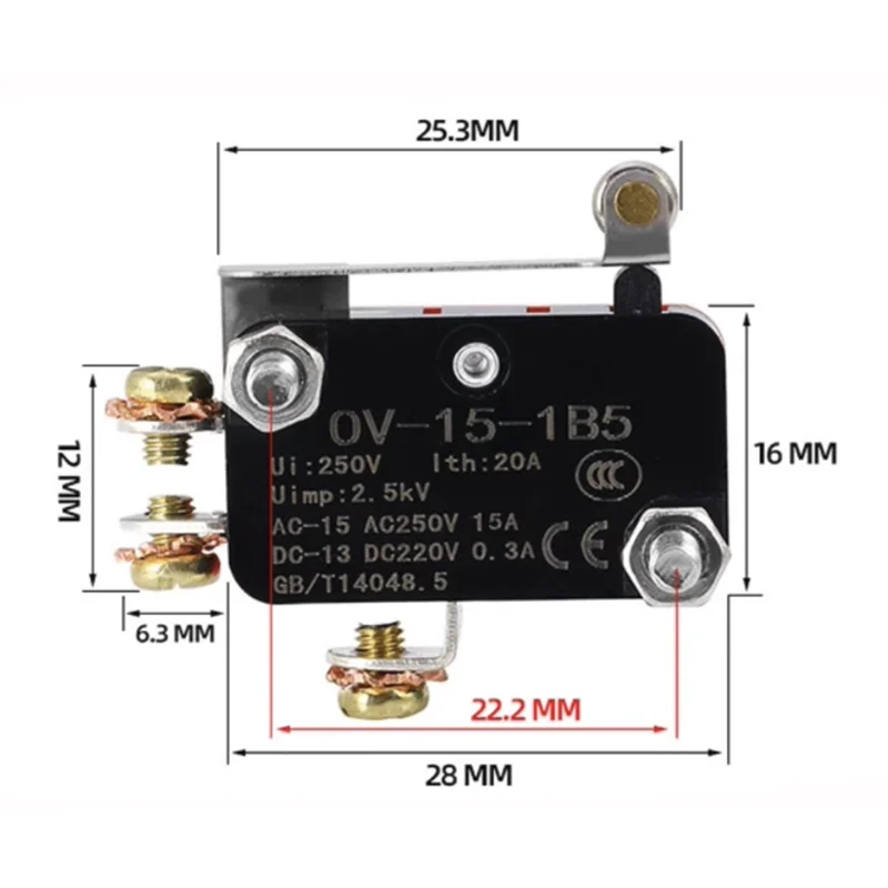 Микропереключатель Φ переключатель без ручки/с роликовым винтовым