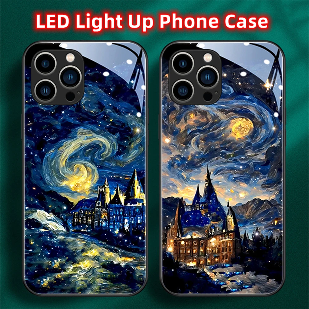 

Dreaming Castle 7 Color Led Light Phone Case Call Flash For Huawei Mate 50 40 30 Pro P60 P50 P40 Nova 10 9 8 7 Luminous Cover