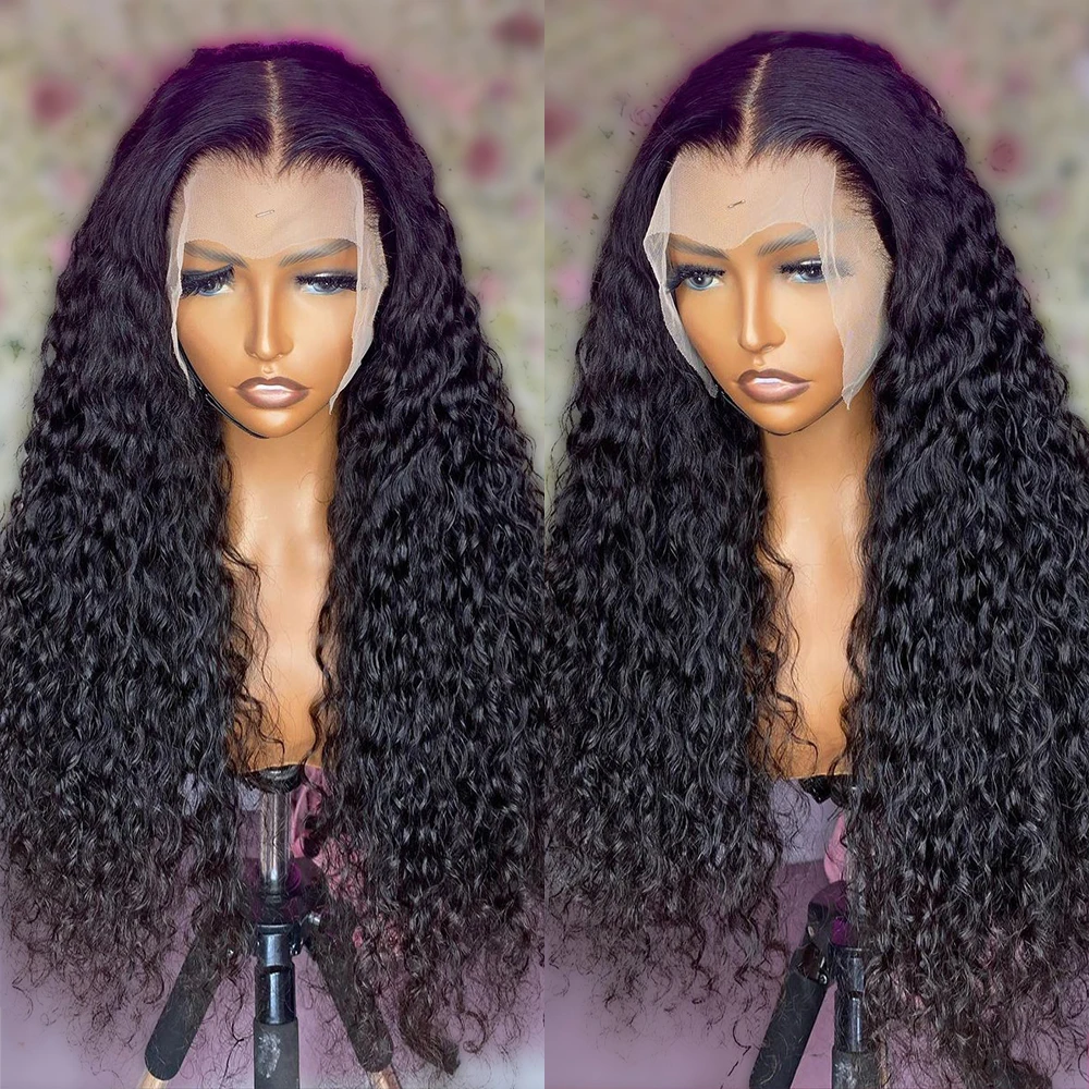 Transparent 13x4 Lace Front Human Hair Wigs Brazilian Deep Wave Lace Frontal Wig For Black Women Water Curly Human Hair Wig