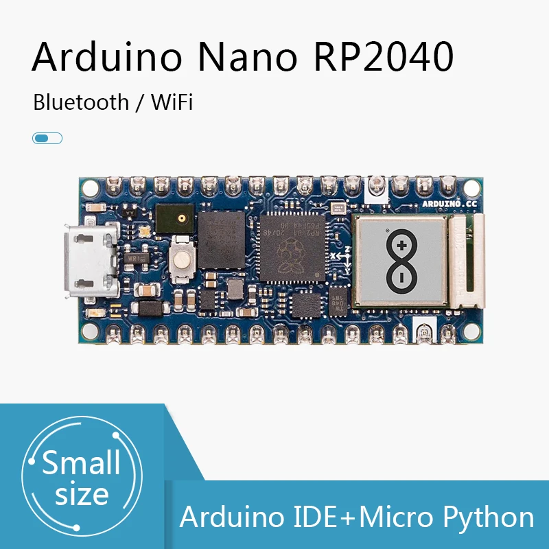 Оригинальный Arduino Nano RP2040 Connect с разъемами WIFI BLUE ABX00053 поддержка IDE/Micropython