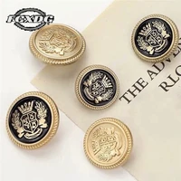 10pcslot 152025mm round metal buttons for clothing designers fashion retro british college style black gold buttons for coat