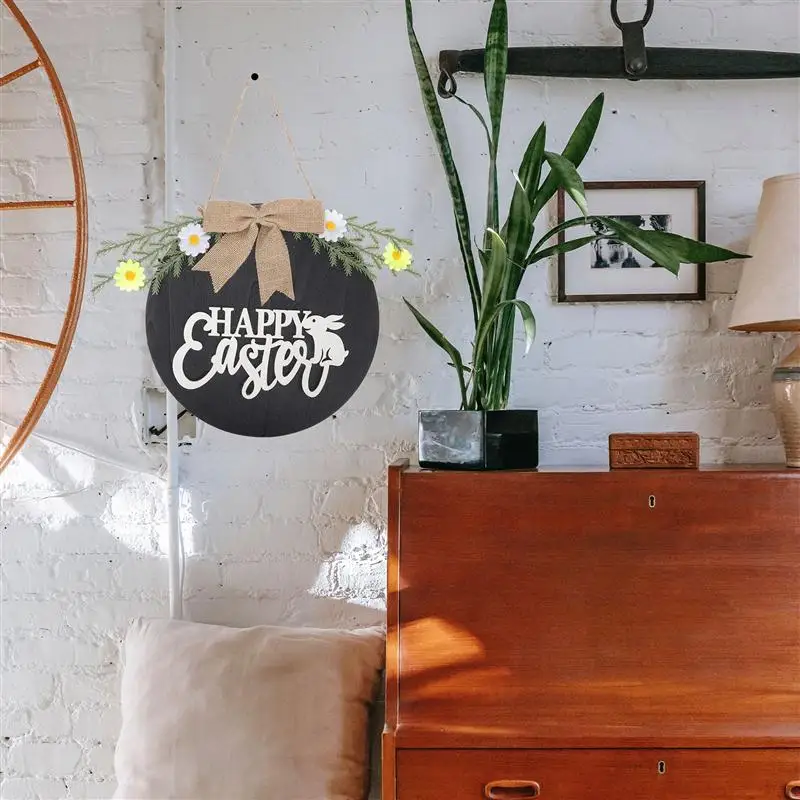 

Easter Wreath Door Board Wooden Welcome Board Creative Door Hanging Decor