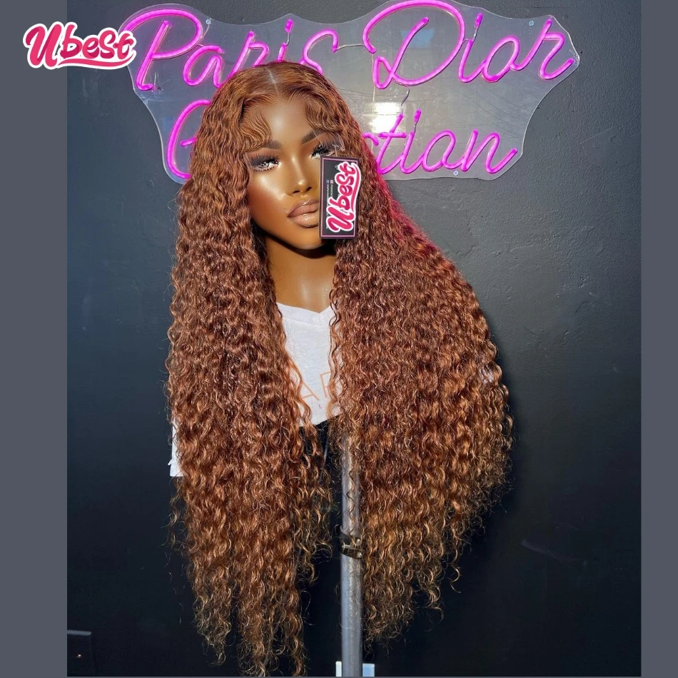 Ed #27 Human Hair Wigs Deep Wave 13x4 Lace Front Human Hair Wig Caramel Colored Transparent Lace Wig For Women