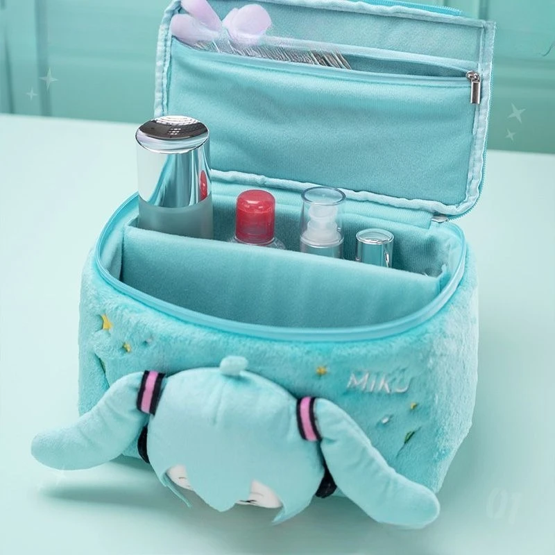 Фото Hatsune Miku косметичка аниме женская большая вместительная дорожная косметичка женский органайзер для туалетных принадлежностей портативные сумки для хранения подарки №4