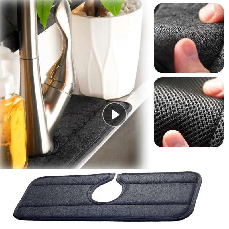 

Kitchen Faucet Absorbent Mat Sink Splash Guard Microfiber Faucet Splash Catcher Water Quick Drying Pads For Kitchen Bathroom RV