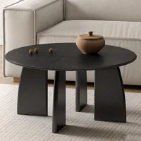 Black  Design Round Living Room Center Table Dining Wood Minimalist Center Side Table Outdoor Muebles Multifunction Furniture