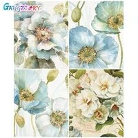 gatyztory paint by number blue and while flowers drawing on canvas gift diy pictures by numbers kits hand painted painting art h