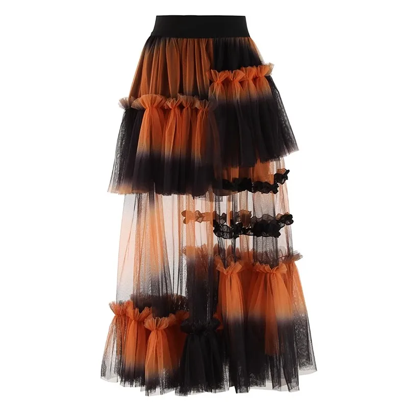 

Сексуальная прозрачная длинная юбка из тюля, Милая юбка-пачка с принтом, Нестандартная трапециевидная, длинная юбка по щиколотку