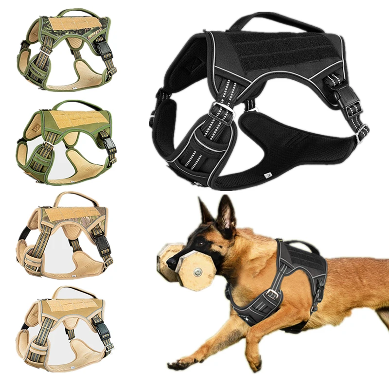 

Tactical Dog Harness German Shepherd Vest Adjustable reflectance Durable Pet Military Training Harness For Small Medium Big Dogs