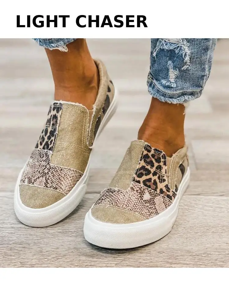 Spring And Autumn Women's Shoes 2022 New Flat Canvas Loafers Color Matching Large Size Casual Shoes Comfortable Loafers 35-43