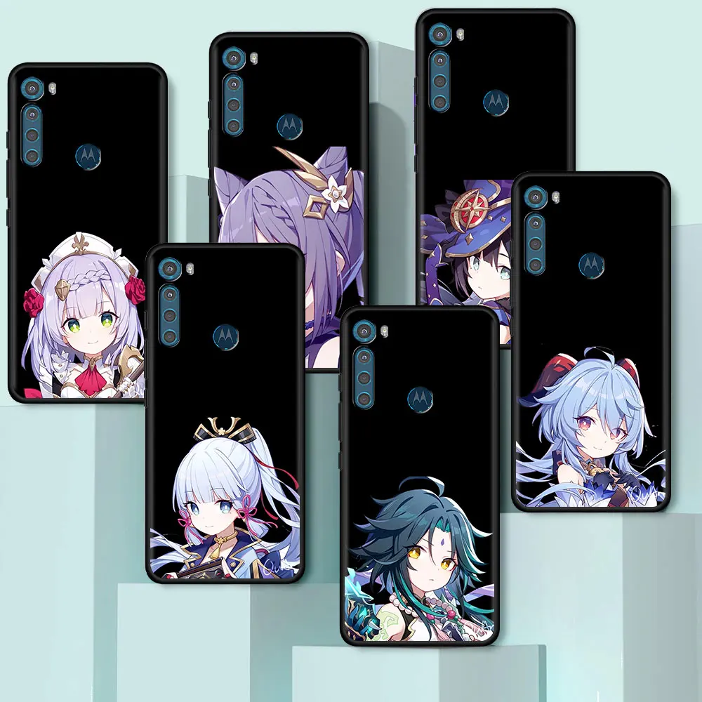 

Genshin Cute Klee Qiqi Cover For Motorola One Fusion G30 G9 Play G8 Power Lite E6s G Stylus Edge Plus Black Soft Phone Cases