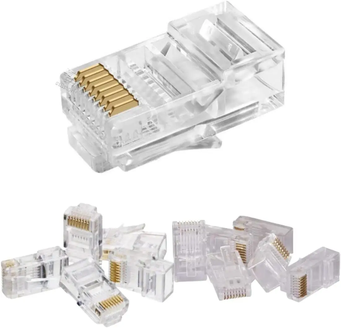 

Connector RJ45 Ethernet CAT5/CAT5e UTP Plug Transparent Plated Crimping Wire Network Cable End Standard LINE PREMIUM