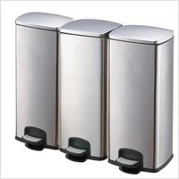 90 liter23 78 gallon stainless steel classification trash can triple compartment independent pedal