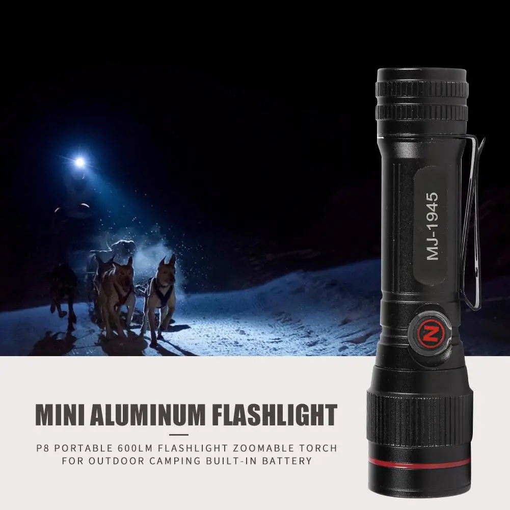 

Hot Sale Flashlight Long Life Low Power USB Rechargeable 600LM Flashlight Torch Built-in Battery for Outdoor Camping