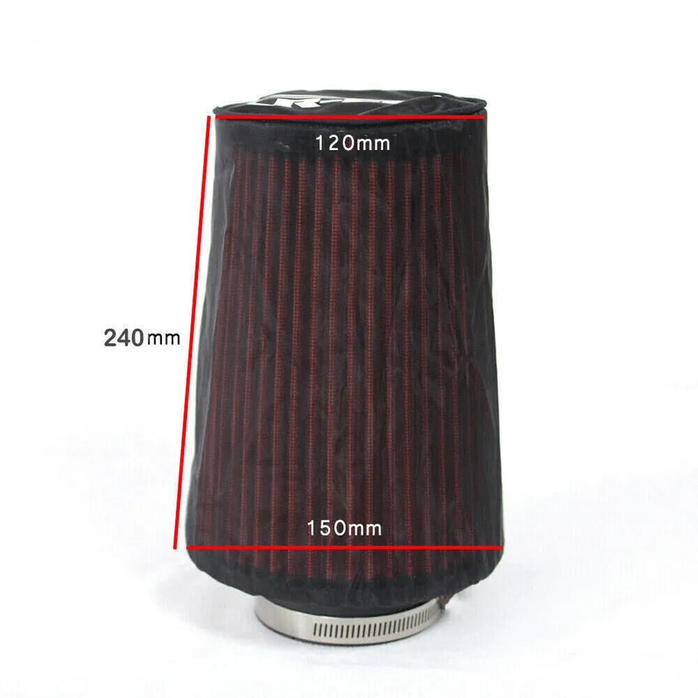 2Pcs Engine Cold Water Guard Air Intake Filter Cover Dustproof Mesh Conical Sock Mesh Cover Wrap Guide High Grade