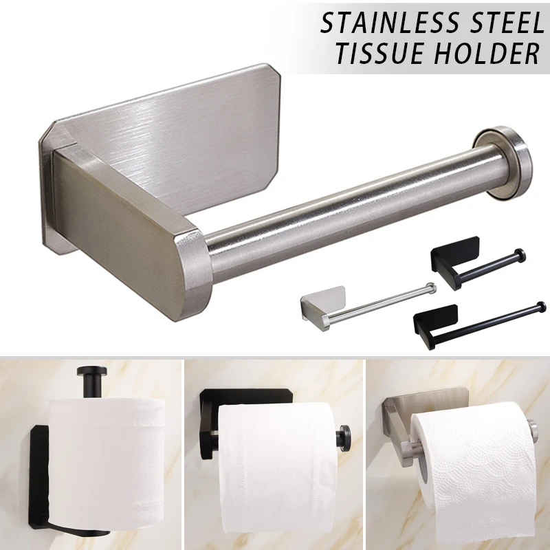 

Self Adhesive Toilet Paper Holder Wall Mount No Punching SUS304 Stainless Steel Tissue Towel Roll Dispenser for Bathroom Kitchen