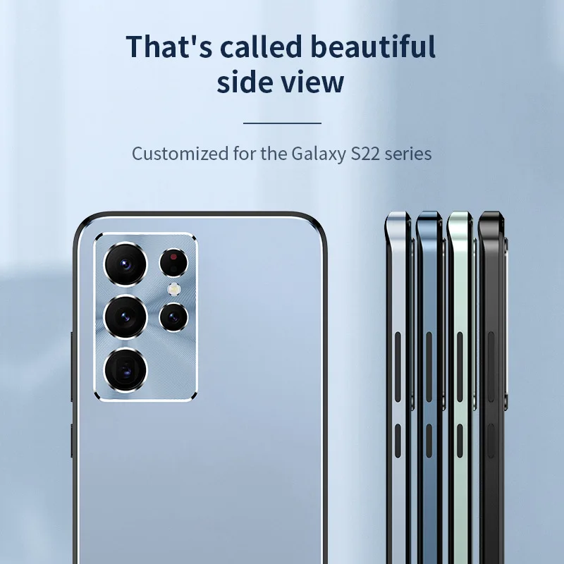 For Original Samsung Galaxy S22 S23 Ultra Case Luxury Metal lens Matte Shockproof Bumper softness Back Cover For S21 Ultra cases