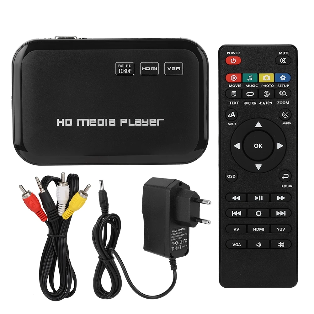 

Mini 1080P HDMI Video Player VGA AV Video Media Player TV Box 100-240V (Not Include Battery)